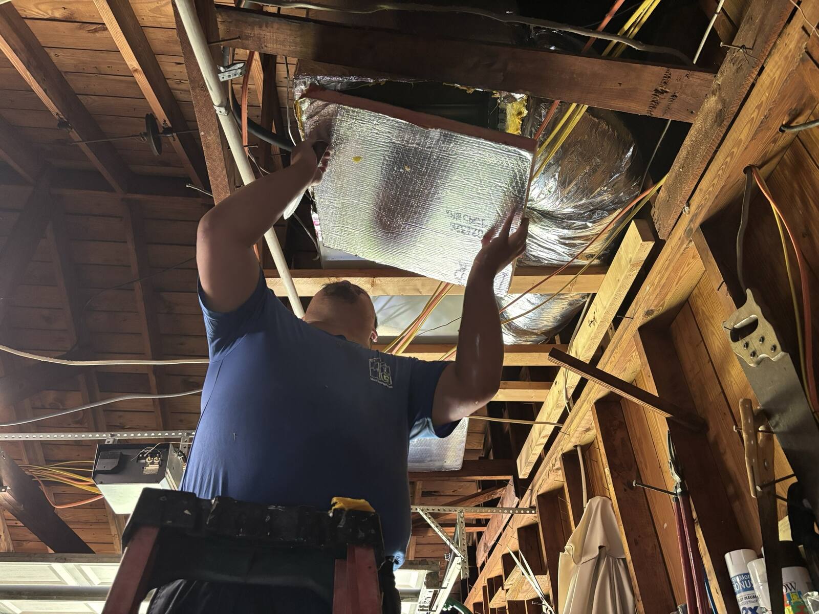 Ideal Conditions crew preparing new air handlers and ductwork for a Jacksonville duct replacement