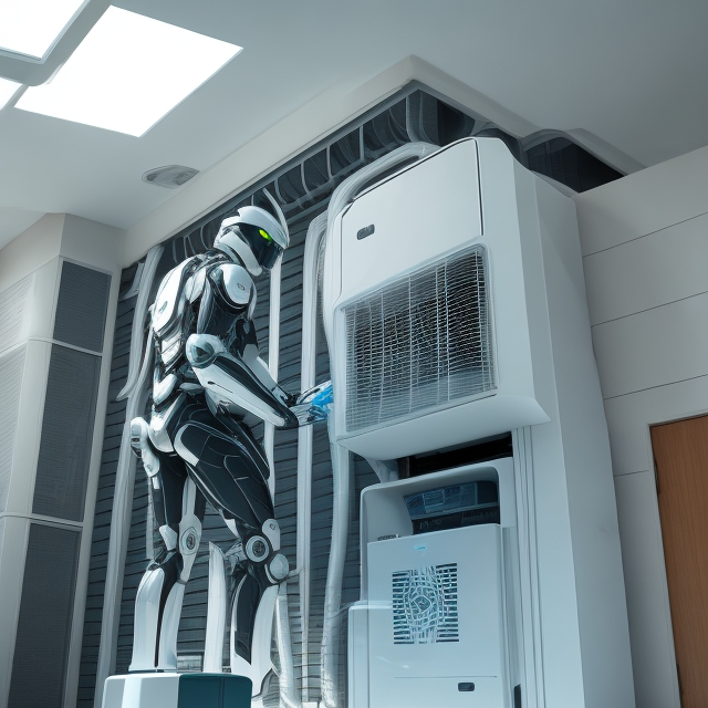 a robot checking an HVAC system