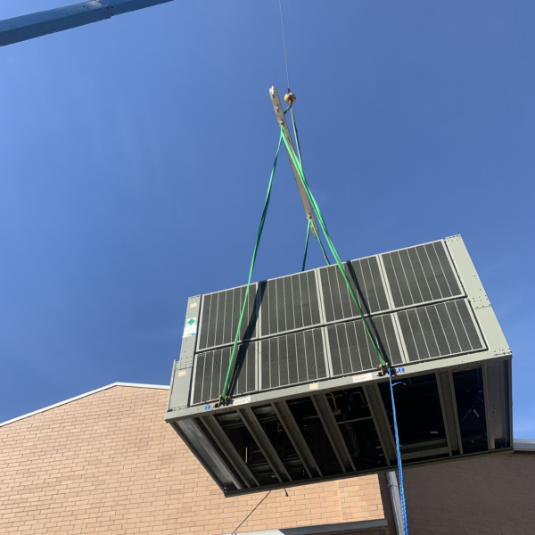 Crane Lifting HVAC Unit