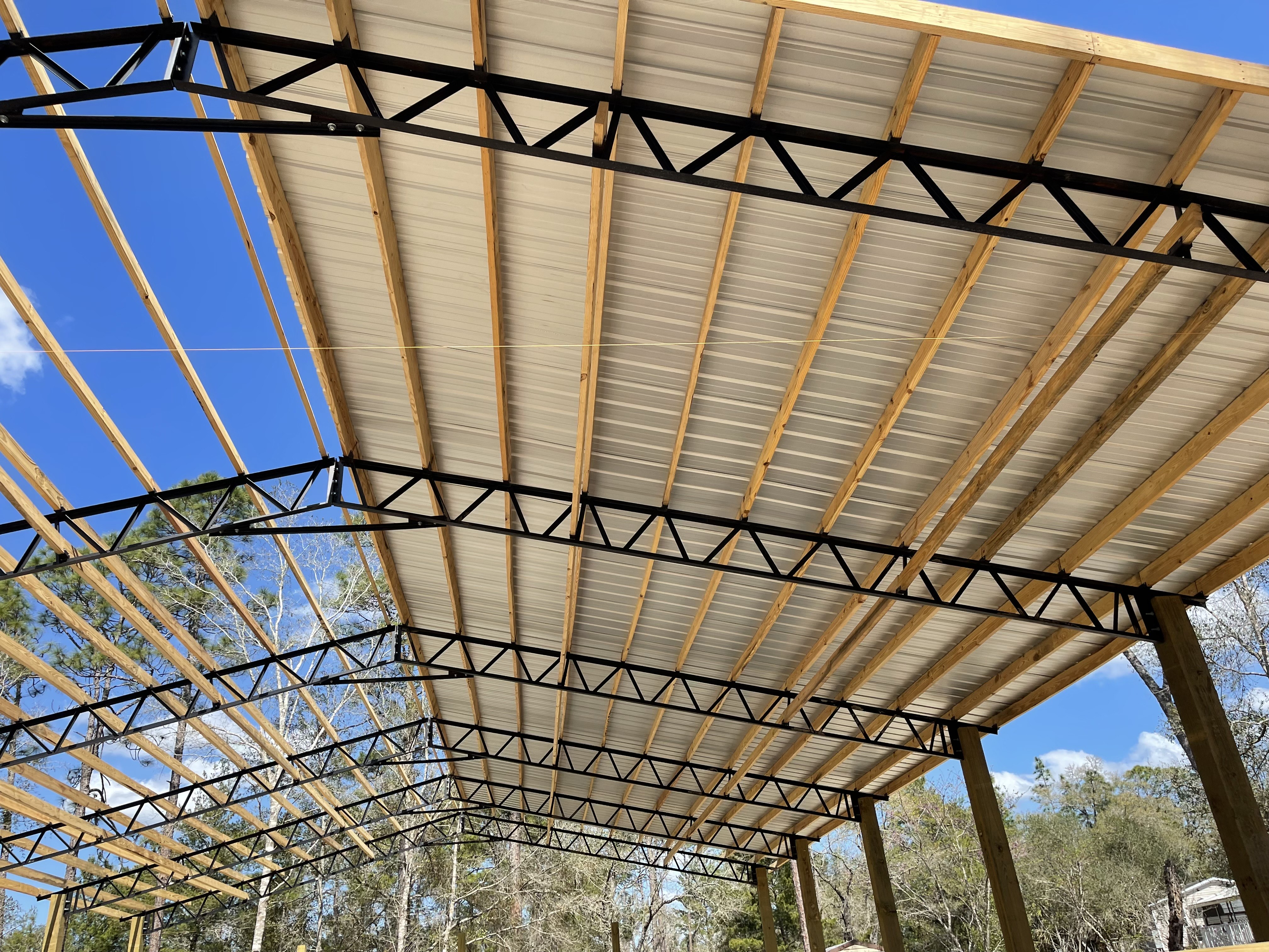 View from below of Roof being worked on